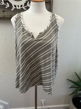 Pact organic cotton green striped swing staycation sleep tank size XXL